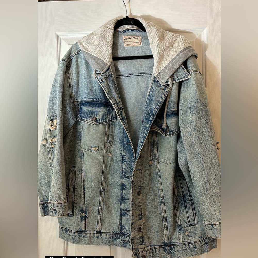 Free People denim jacket with hood